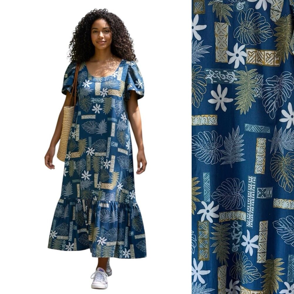 Hilo Hattie Hawaiian Original Dress Maxi Medium Muumuu Cruise Tropical PRISTINE